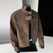 Cross-Border Melard Matte Stand Collar Leather Men's Autumn Cleanfit Flight Motorcycle Jacket Regular Shoulder_viptrois.com