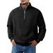 Men's Clothing Fleece Stand Collar Half-Zip Pullover Hoodie - Loose Fit Long Sleeve Sweatshirt For Winter (White, Black, Gray, Navy, Camel)_viptrois.com