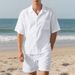 Men's Clothing Summer Men's Casual Loose Beach Short Sleeved Shorts Suit Seaside Vacation Shirt Shorts Suit_viptrois.com
