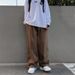 Men's Clothing Retro Solid Color Loose Wide Leg Pants High Street Straight Casual Trousers_viptrois.com