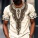 Men's 3D Printed Color Block T-Shirt - African Tribal Pattern Round Neck Short Sleeve Casual Top_viptrois.com