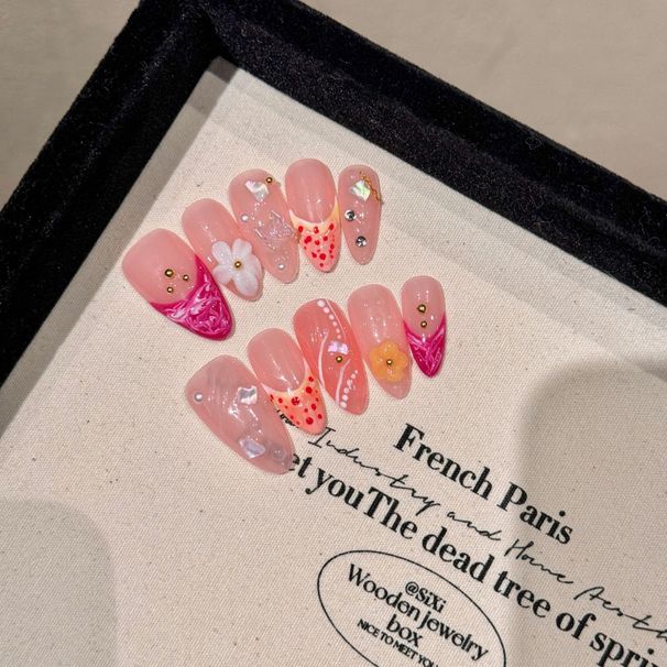 Beauty & Health Short Almond Nails Pure Hand Painted Beautiful White Temperament Wear Nail Medium And Long_viptrois.com