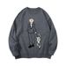 YWFG Men's Cartoon Jacquard Sweater - Oversized Casual Knit Pullover With Unique Pattern Design, Soft Polyester Fabric, Unisex Comfort Fit For Teens_viptrois.com