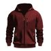 "Men's Fleece-Lined Zip-Up Hoodie - Warm Winter Sweatshirt With Multiple Pockets, Relaxed Fit Cardigan Jacket For Casual Wear"_viptrois.com