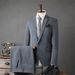 Men's Slim Fit Wedding Suit Set – Single-Button Notch Lapel Blazer With Pinstripes, Groom & Groomsmen Formal Attire (Black/Mist Gray Stripe)_viptrois.com