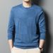 Pure Spring And Autumn Thin Wool Knitted Base Shirt Men's Round Neck Middle-aged Sweater Mulberry Silk Long Sleeve T-shirt_viptrois.com