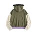 Men's Retro Color Block Fleece Lined Hoodie With Fur Trim - American Style Letter Print Pullover_viptrois.com