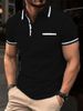 2025d 2025 Summer Casual Button Color Block Pocket Men's Polo Sports Shirt_viptrois.com