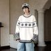 Christmas Snowflake Sweater Color Blocked Jacquard Couple's Round Neck Knitted Sweater_viptrois.com