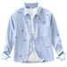 Fresh Embroidered Long Sleeved Shirt For Men, Fashionable And Versatile, Artistic And Casual Loose Top_viptrois.com