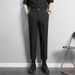 Men's Clothing Slim Straight Anti Wrinkle Suit Trousers Men's Non Iron Business Casual Trousers Advanced Drape Black Nine Point Small Suit Trousers_viptrois.com