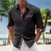 Men's Clothing Rock Style Casual Shirt – Long Sleeve Lapel Button-Up For Grunge & Streetwear Outfits_viptrois.com
