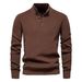 Pure 2024 Autumn Winter New Cross-Border Foreign Trade Stand Collar Men's High-Quality Business Sweater Solid Color Casual_viptrois.com