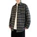Long Sleeved Checkered Shirt For Men, Loose, Fashionable, Trendy, Casual, Retro, Worn, Brushed Shirt_viptrois.com