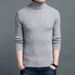 Men's High Neck Solid Color Sweater - Warm Wool Blend Knitwear Slim Fit Casual Pullover For Winter_viptrois.com