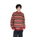 Mohair Striped Contrasting Round Neck Sweater Knitted Sweater Christmas Coat_viptrois.com