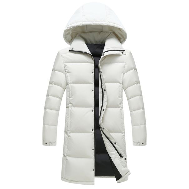 Pure Cross-Border Jacket Men Long Over The Knee Men's Winter Thickened White Duck Down Hooded Coat European And American_viptrois.com
