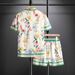 Men's Clothing Summer Shirt Shorts Suit Beach Vacation Colorful Floral Stripes 3d Digital Printing Spot_viptrois.com