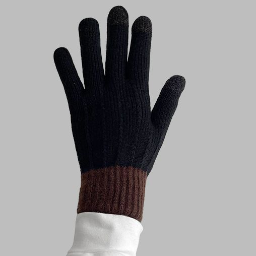 Touch screen gloves winter plus velvet thick warm cold proof knitted gloves outdoor fashion wool split finger gloves for women_viptrois.com
