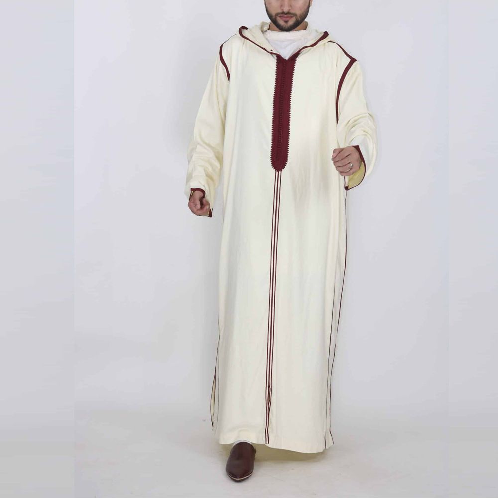 Men's Clothing Long Men's Hooded Shirt Muslim Robe_viptrois.com