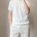 Cross-border Light Ripe Wind Pit Strip Knitted Polo Shirt Men's Thin Breathable Slim-fitting Short-sleeved American Muscle Men's Ice-cold Silk_viptrois.com