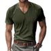 American Style Loose Casual Breathable Men's V-Neck Skin-Friendly Amekaji Corduroy Short Sleeve T-Shirt For Men_viptrois.com