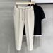 Men's Clothing 2024 Spring And Autumn New Slim Elastic Waist Small Foot Trousers Men's Casual Nine-Point Pants Drape Trendy Straight_viptrois.com