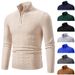Men's Clothing Semi-Turtleneck Zip-Up Knit Sweater Long Sleeve Pullover Casual Slim Fit Thermal Top For Spring & Autumn (Multiple Colors & Sizes)_viptrois.com