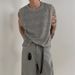 Men's Clothing Hollow Knitted Vest Loose Sleeveless T Shirt Trendy Niche Round Neck Waistcoat Top_viptrois.com