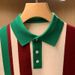 Men's Autumn Light Vertical Striped Knitted Polo Shirt Long Sleeved Slim Fit Lapel Sweater Fashion Mature Color Matching Brand_viptrois.com