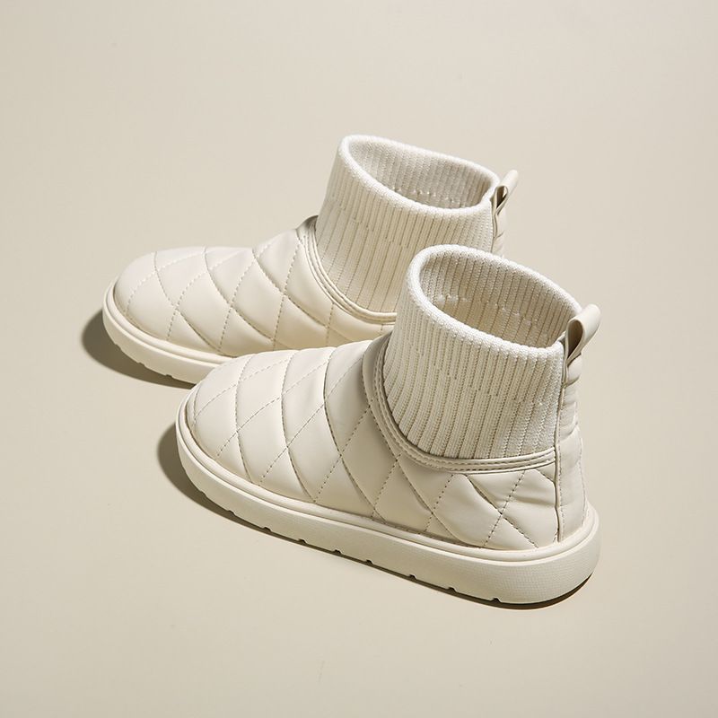 Women's Winter Snow Boots With Faux Fur Lining, Slip-On Round Toe Casual Shoes, Waterproof Synthetic Leather Upper, Non-Slip Rubber Sole_viptrois.com