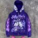 Men’S & Women’S Oversized Zip-Up Hoodie – Vintage Streetwear, 3d Graffiti Print, Dark Aesthetic (Purple/Black, S-Xl)_viptrois.com