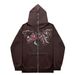 Fleece Hoodie Sweatshirt Gothic High Street Full Zipper Oversized Jacket Unisex Streetwear Y2_viptrois.com