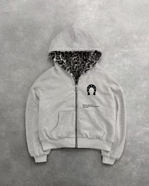 Men's Clothing Winter New Leopard Print Double Sided Sweatshirt Street Hip Hop Men's And Women's Plus Velvet Thickened Silicone Horseshoe_viptrois.com