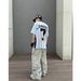 American-style Sports V-neck Jersey Short-sleeve T-shirt, New Loose Hip-hop Style T-shirt For Men And Women, Couple's_viptrois.com