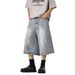 Men's Summer Cropped Straight Jeans Loose Casual Shorts Trendy Brand Fashion Washed Retro Style_viptrois.com