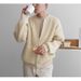 Men's Clothing Knitted Cardigan Jacket Trendy Solid Color Round Neck Sweater Loose Casual Style_viptrois.com