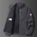 Men’s Fleece Jacket With Stand Collar - Thickened Polar Tech Fleece Coat, Windproof & Moisture-Wicking Outdoor Pullover (Dark Blue/Gray/Black)_viptrois.com