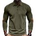 Men's Retro Corduroy Loose Casual Lapel Long Sleeved Shirt Patch Polo Shirt_viptrois.com