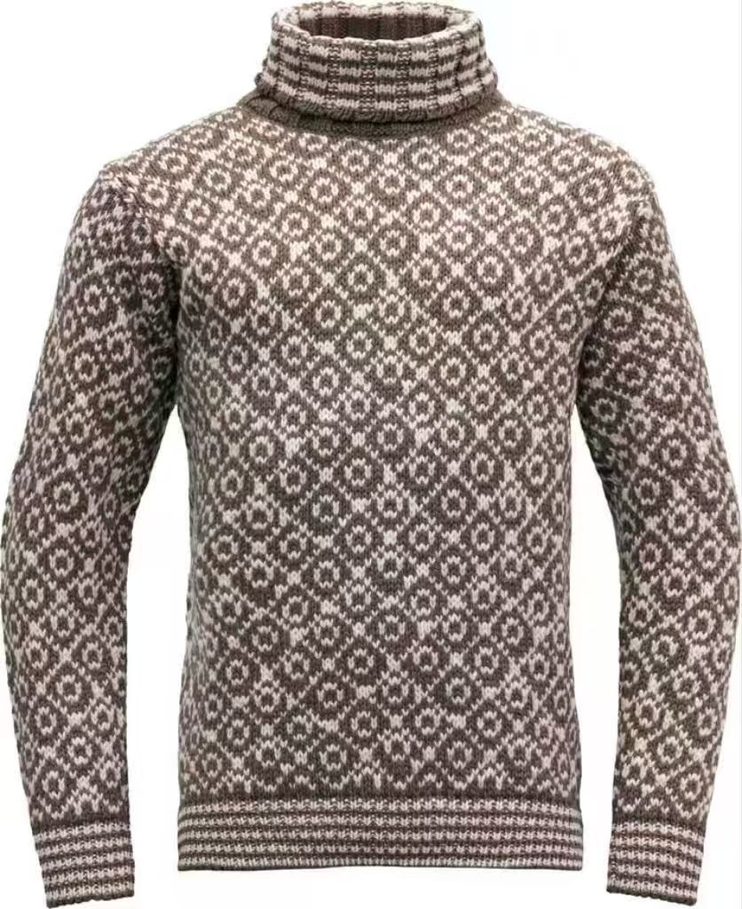Retro High Neck Sweater For Men – Diamond Jacquard Pattern, Lightweight & Stylish, Perfect For Autumn & Winter Casual Wear_viptrois.com