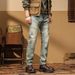 Motorcycle Men Jeans Men Slim Stretch Stitching Cycling Pants Fashion Casual Long Pants_viptrois.com