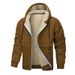 Men's Winter Thickened Warm Fleece Lined Hooded Zip up Jacket Casual Sportswear Sherpa Coat Loose Fit for Cold Weather_viptrois.com