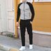 Men's Clothing Autumn New Fashion Contrast Color Raglan Sleeve High Collar Jacket Trousers Casual Sports Suit_viptrois.com