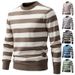2023 New Winter Men's Slim Striped Round Neck Versatile Warm Pullover Sweater Bottoming Shirt_viptrois.com