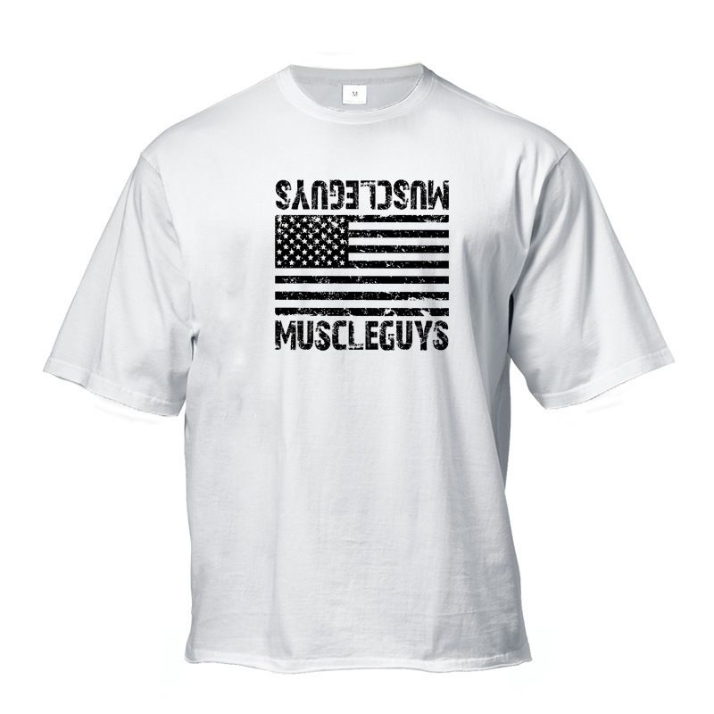 Cotton Short-sleeved Men's Fitness Top T-shirt, Loose Plus Size Bottoming Shirt, Shoulder-length Heavy Half-sleeved, Sweat-absorbing And Breathable._viptrois.com