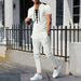 25 Cross-border Men's New Waffle V-neck Rope Short-sleeved Trousers Two-piece Casual Suit Men_viptrois.com
