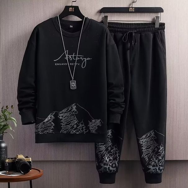Men's Clothing Sports Suit For Men, Spring And Autumn Style, Loose And Trendy, Handsome Teenagers' Autumn Casual Men's Wear, A Set Of Matching_viptrois.com
