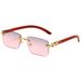 Men's Sunglasses New Fashion Frameless Sunglasses For Men With Personalized Leopard Wood Grain Temples Square Frame Sunglasses For Women_viptrois.com