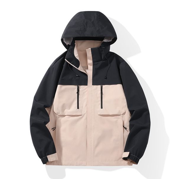 Unisex Detachable Hood Mountain Jacket - Water-Resistant Outdoor Coat With Adjustable Cuffs For Hiking & Urban Style_viptrois.com