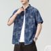 Summer men's workwear denim short-sleeved shirt loose handsome trend simple versatile young men's shirt 715_viptrois.com